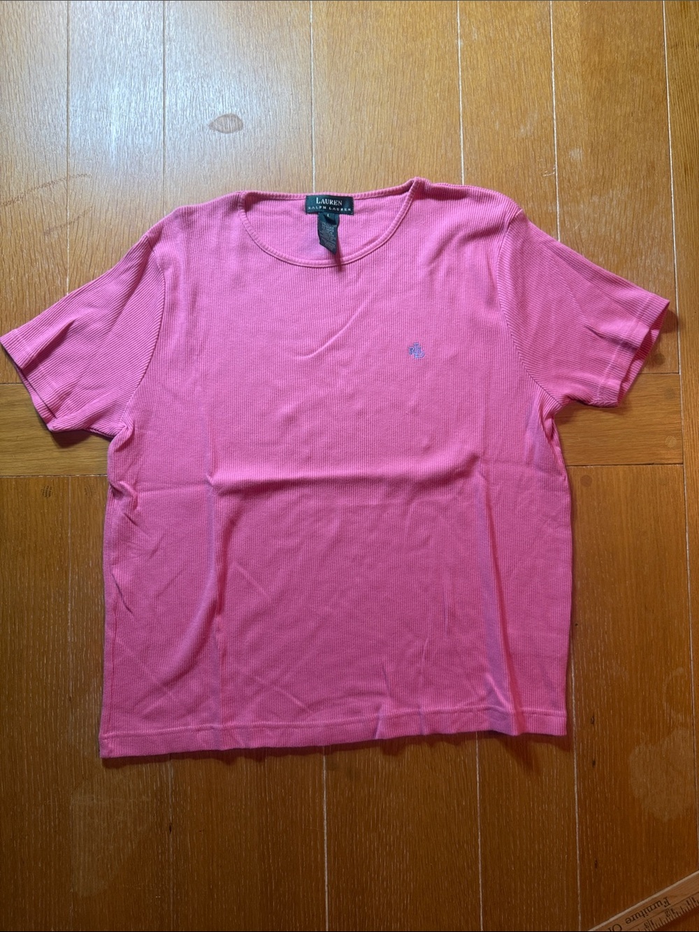 Ladies Vintage Lauren Ralph Lauren Coral-Pink Short Sleeve Knit Tee